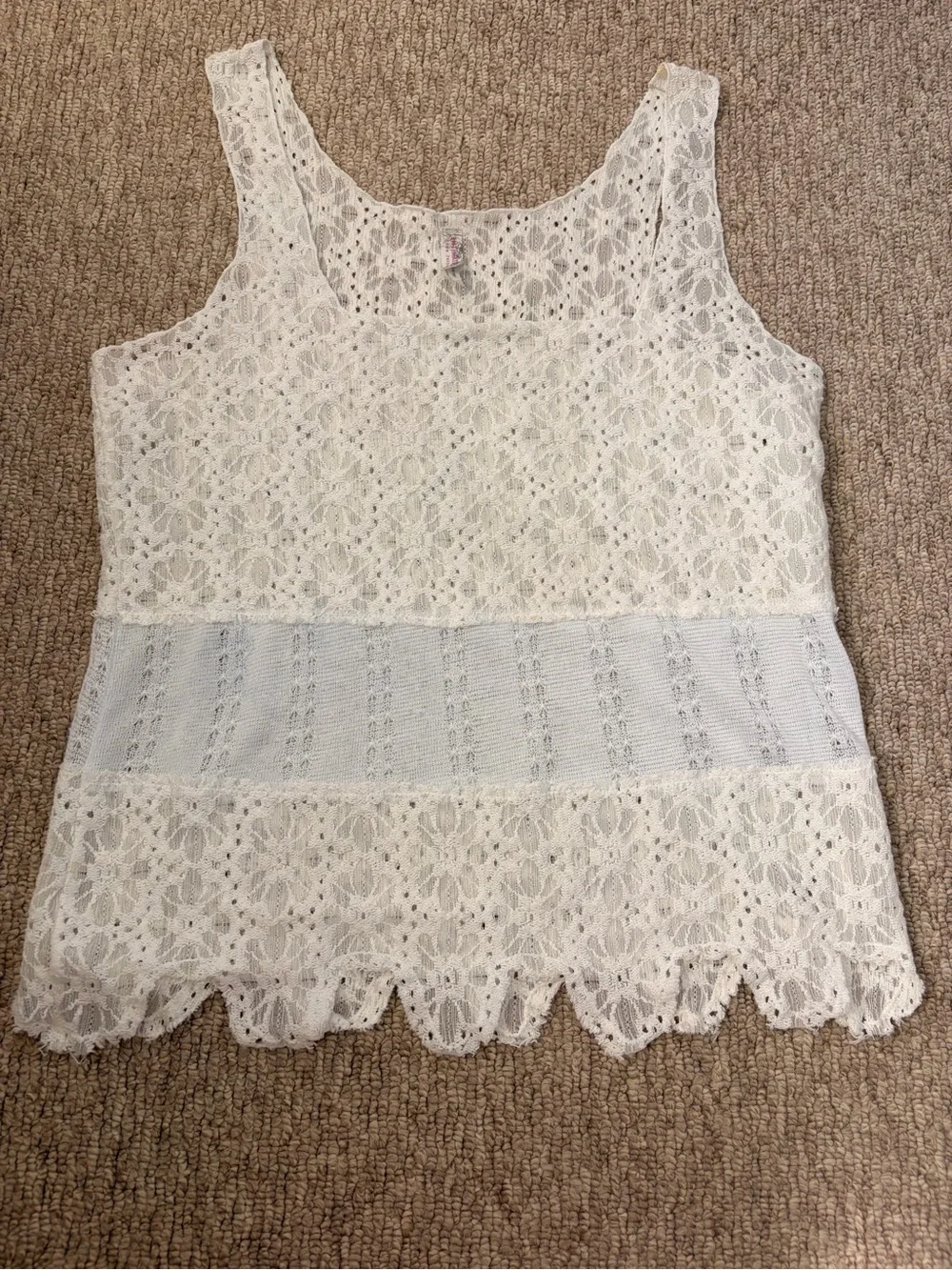 free people Women's White Lace Sleeveless Tank Top